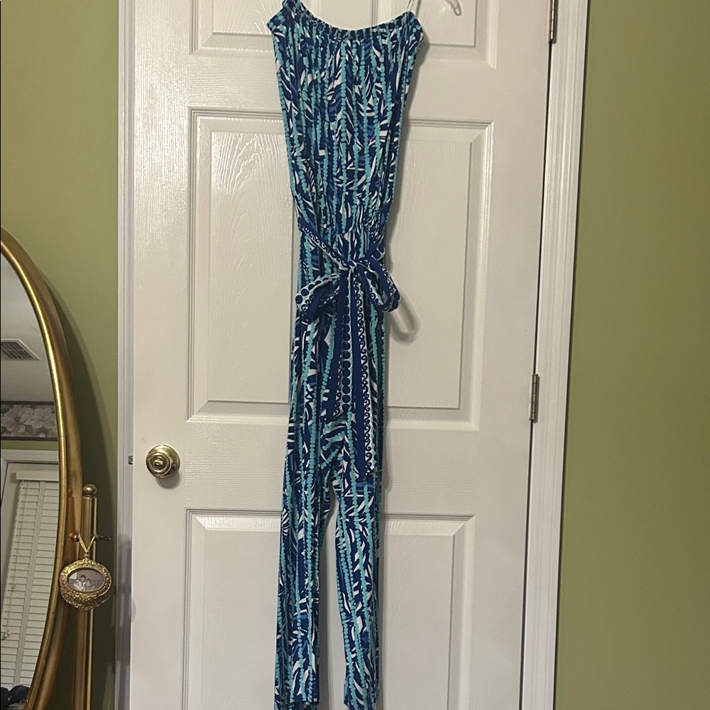 Blue Lilly Pulitzer Patterned strapless Jumpsuit-… - image 1